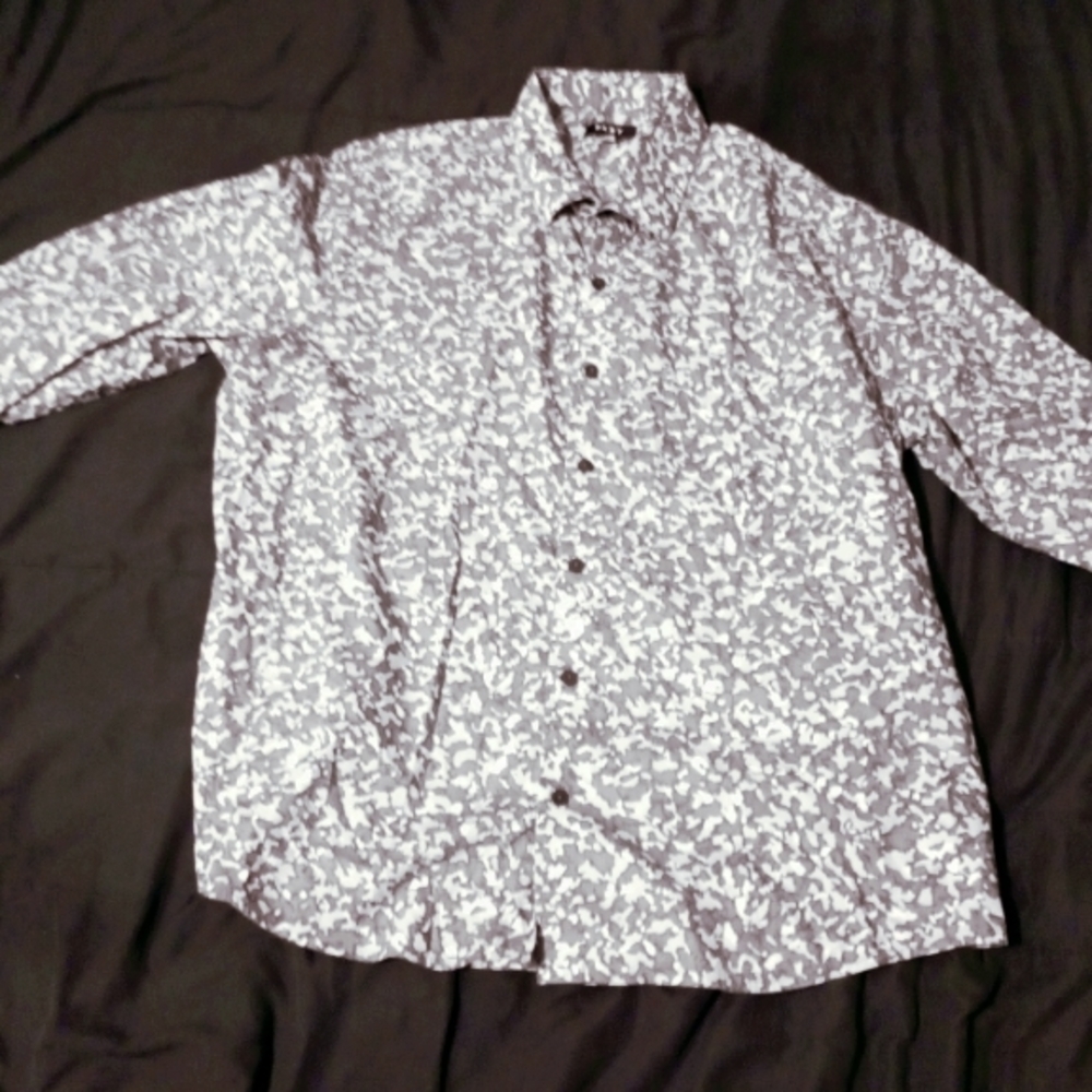 DKNY Camouflage Shirt in Black and White